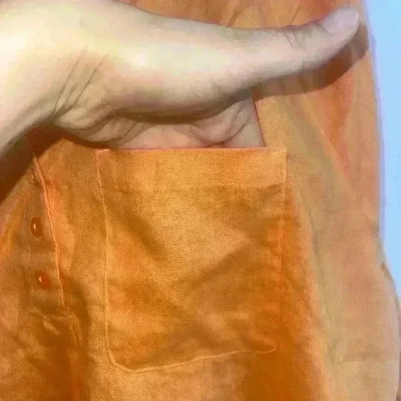 Martha Stewart collection 100% Linen orange 🍊 long sleeve dress NWOT size L - Picture 5 of 10